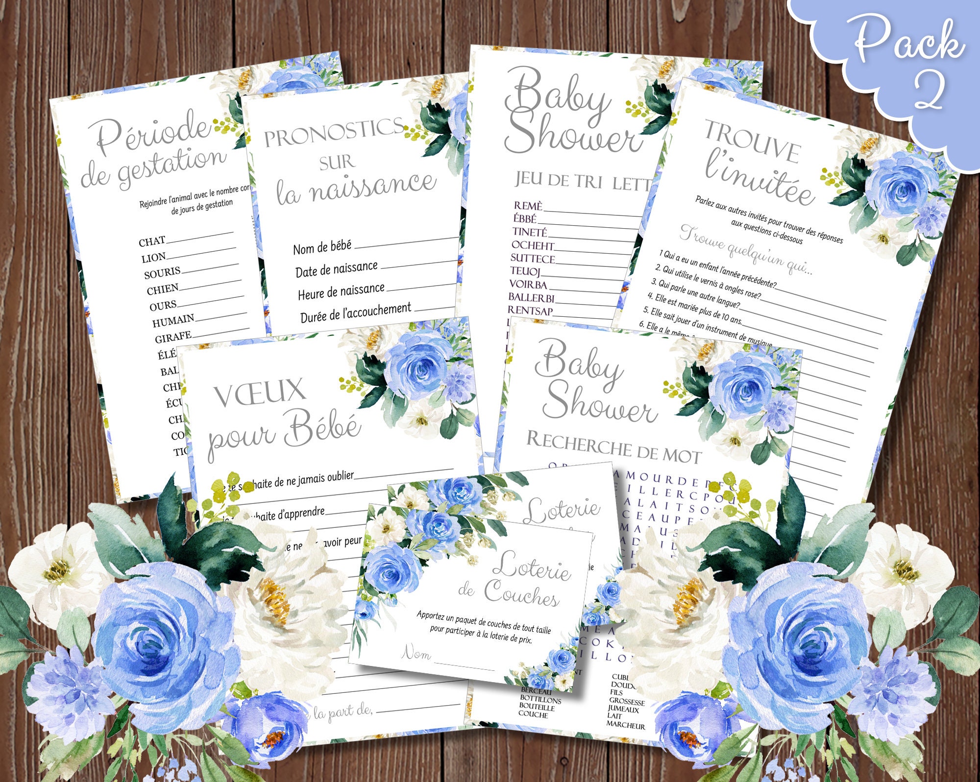 Jeux De Baby Shower French Baby Shower Games Jeux De Garcon | Etsy India