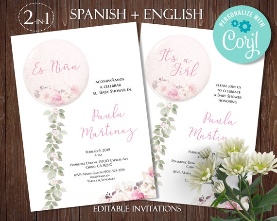 baby shower invitation card in english