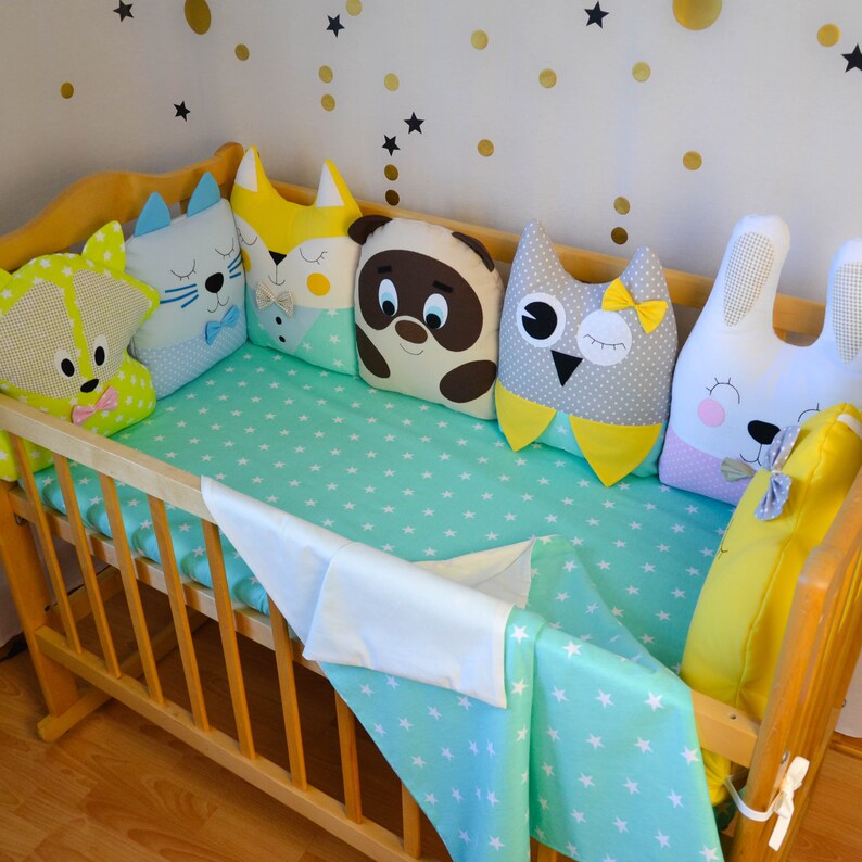 Animals crib bumpers Crib bumpers Baby crib bumpers Baby Etsy