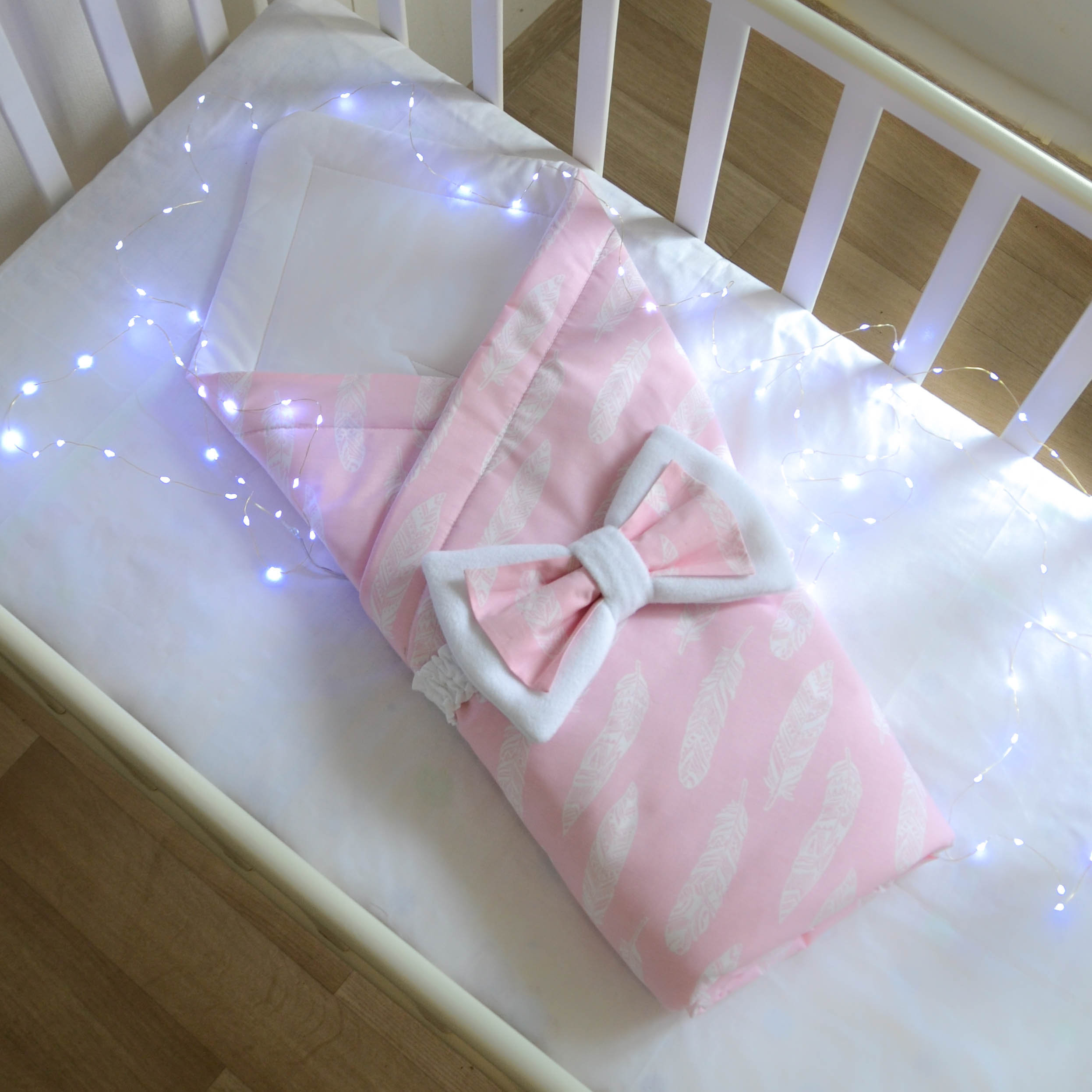 Baby blanket pink with feathers for a girl Security Blanket Etsy