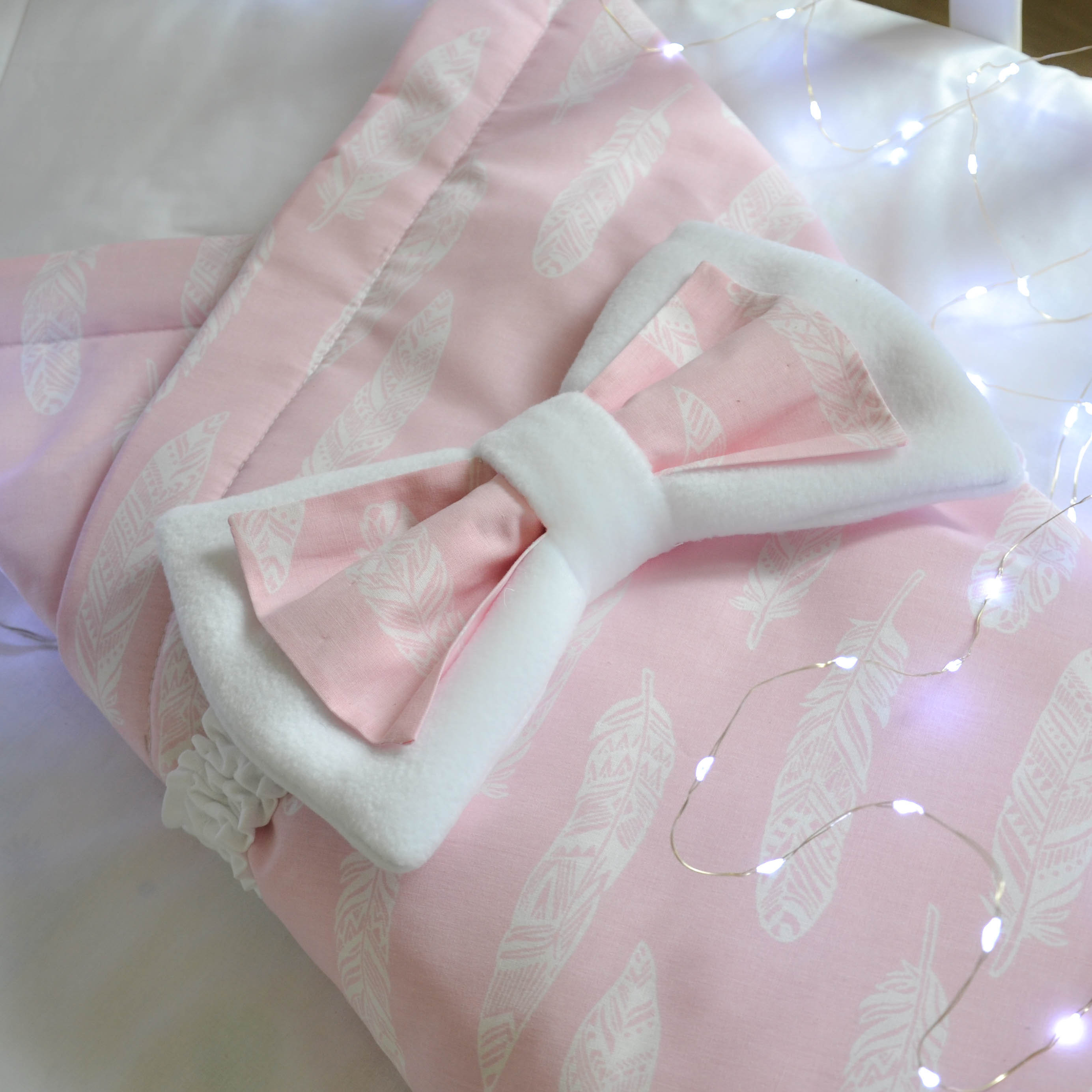 Baby blanket pink with feathers for a girl Security Blanket Etsy