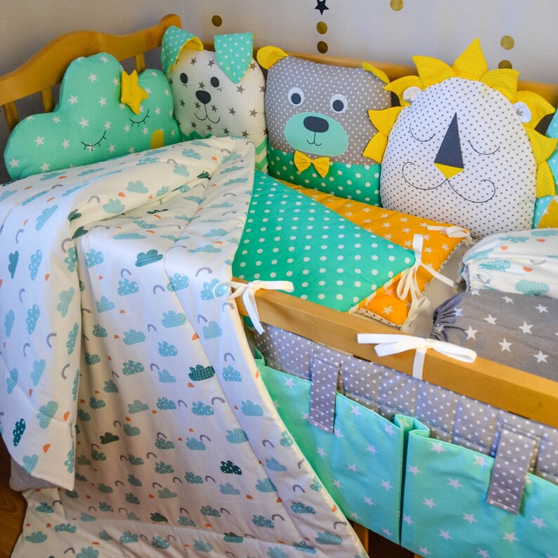 Crib bumpers Crib bedding set Baby bed bumper Crib Etsy