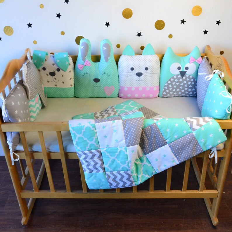 Crib bumpers Crib bedding set Baby bed bumper Crib Etsy