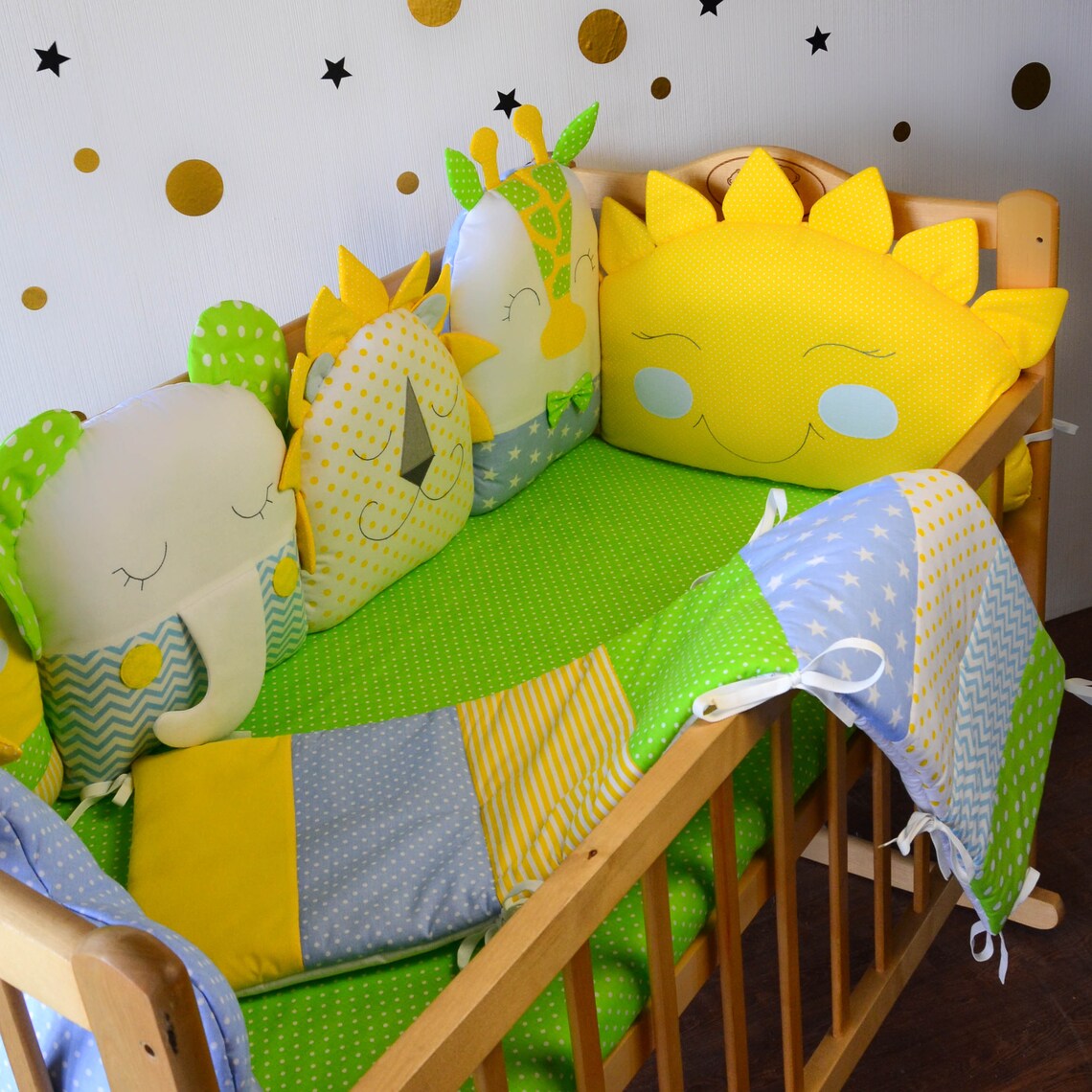 Baby Unisex Cot Bumper Crib Bumpers Crib Bedding Set Etsy