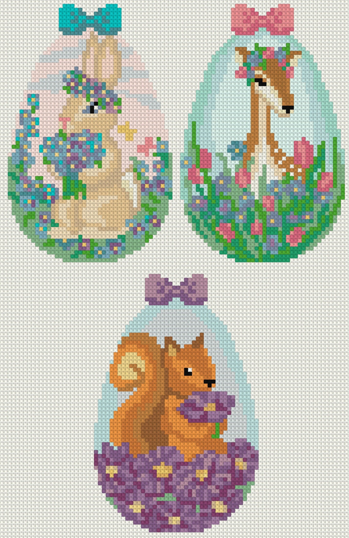 3 pcs cute easter eggs SET cross stitch patterns PDF Small and Etsy