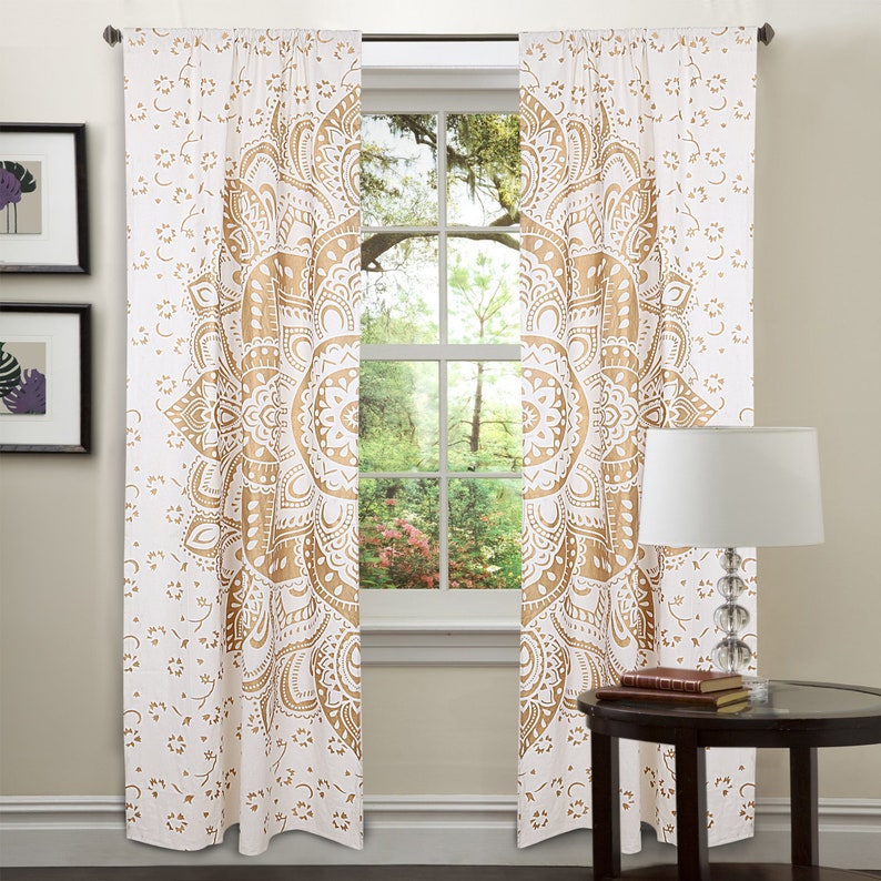 Indian Mandala Curtains Window Wall Drapes Panel Boho Hippie Tapestry Room Decor