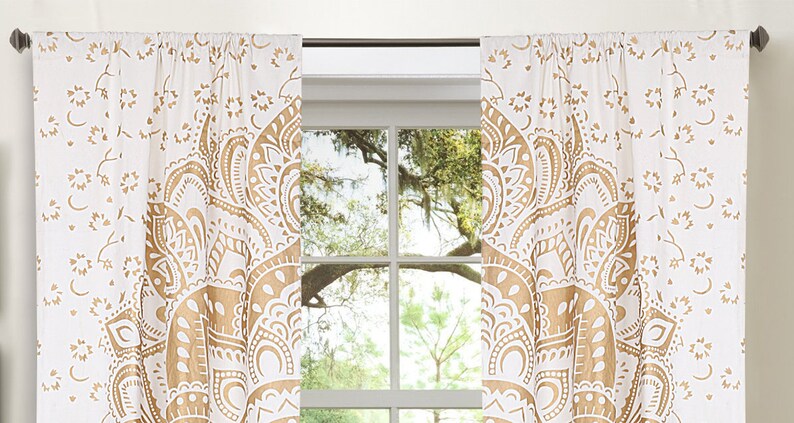 Indian Mandala Curtains Window Wall Drapes Panel Boho Hippie Tapestry Room Decor