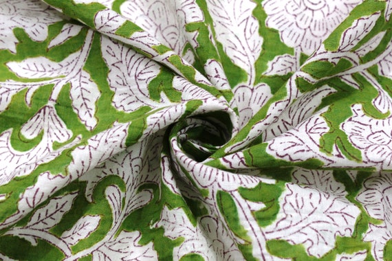 Indian Hand Block Print Dress Making Fabric Sanganeri Cotton Fabric By The Yard