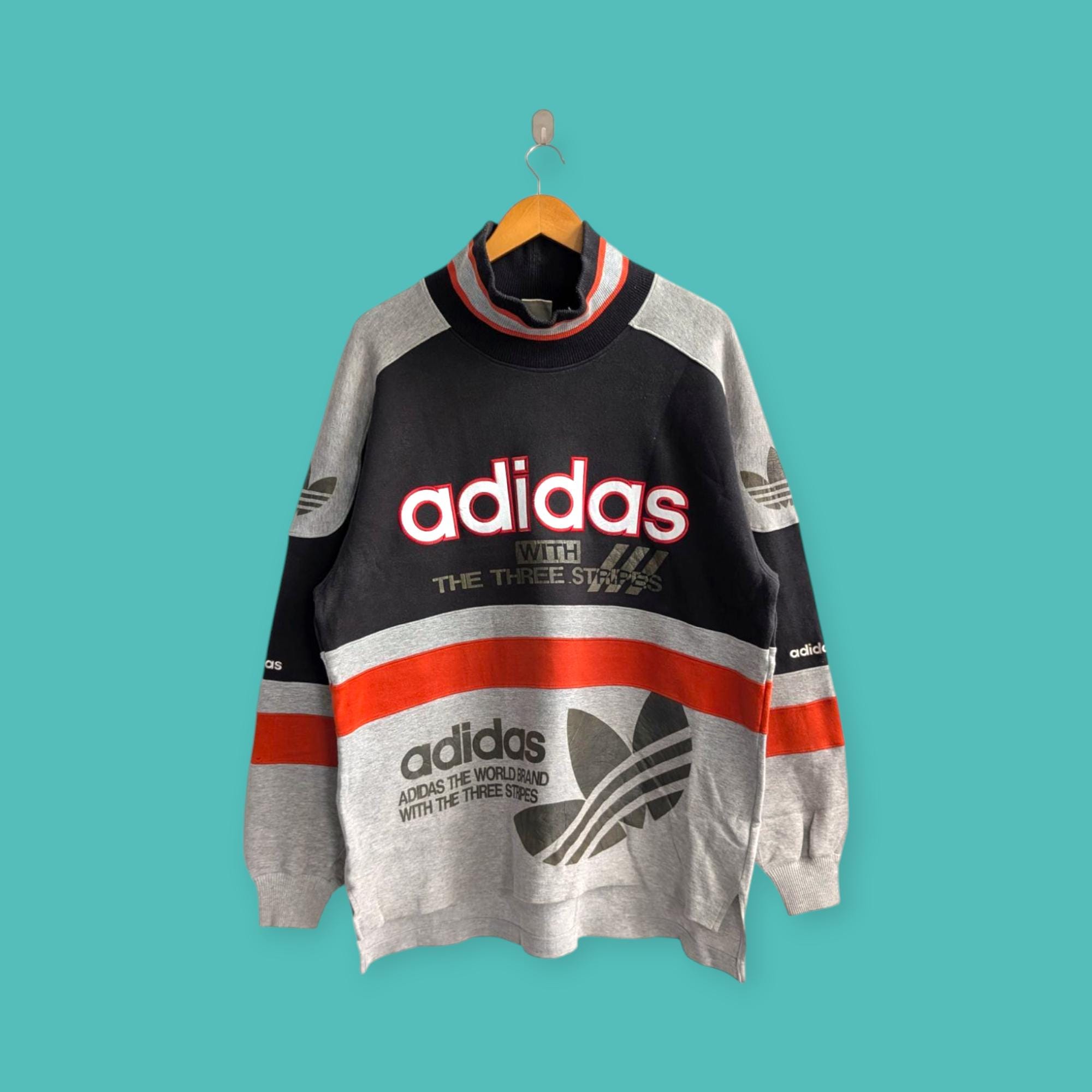 Vintage 90s Adidas Colourblock Sweatshirt Adidas Big Logo Crewneck