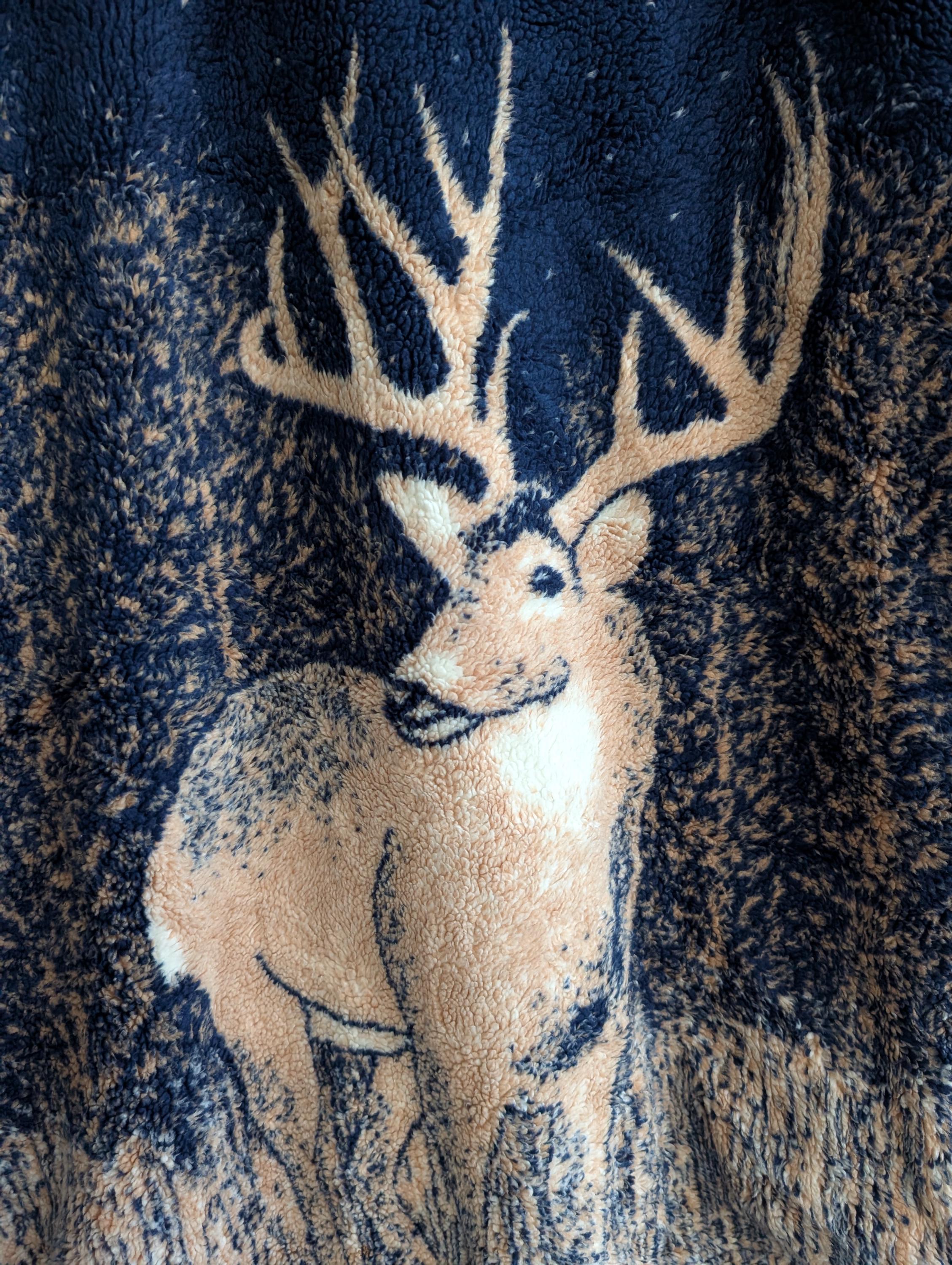 Vintage 90s Whitetail Deer Fleece Jacket Sweatshirt Elk Moose