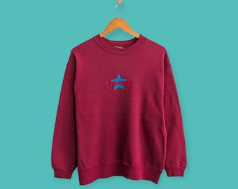 vintage 90s thrasher small logo sweatshirt skate skateboard crewneck thrasher sweater pullover streewear style maroon colour size medium