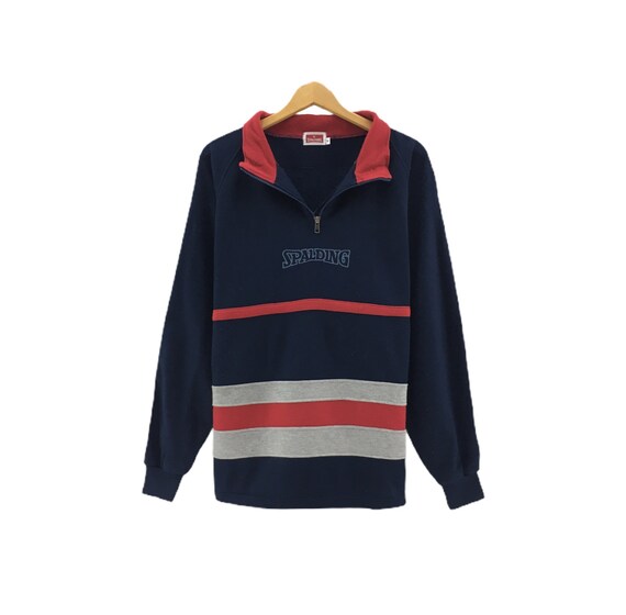 VTG Spalding Sport Quarter Zip Sweater Vintage 90s Colorblocking Style Fashion Mens Size Large L