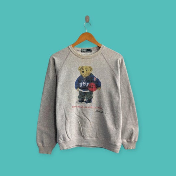Vintage 90s Distressed Polo Bear Sweatshirt Ralph Lauren Crewneck