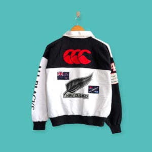 vintage 90s Canterbury of New Zealand sweatshirt all blacks crewneck Canterbury sweater pullover rugby polo black white colour size x-large