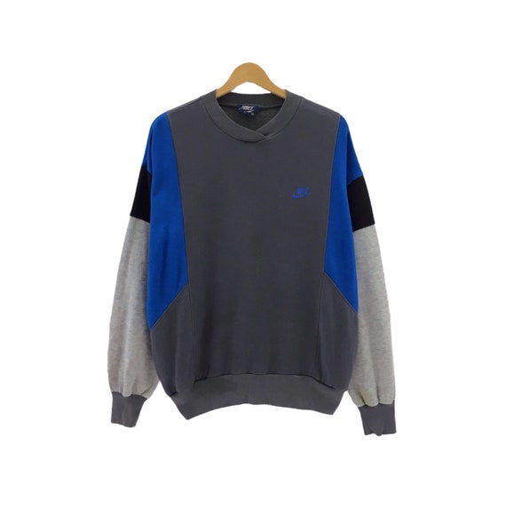 Very Rare Nike Swoosh Blue Tag Small Logo Embroidery Crewneck Multi colour X large Size 2 side Pocket Pullover Streetwear Sweatshirt Etsy
