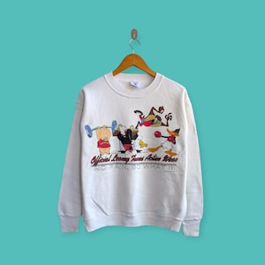 vintage 1993 Tweety sweatshirt tasmanian devil crewneck Duffy ducks sweater pullover cartoon streewear style nice white colour size medium