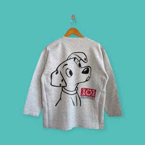vintage 101 dalmatians big image sweatshirt 101 dalmatians crewneck 101 dalmatians sweater pullover cartoon style gray colour size large