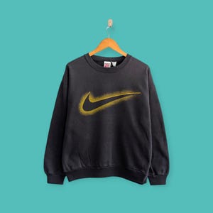 vintage 90s Nike big swoosh sweatshirt Nike crewneck Nike sweater pullover streewear sportswear style nice black colour size large
