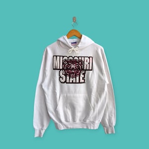 Vintage Missouri State Universität Hoodie gesticktes Logo Pullover Pullover Streewear College Champion Style schöne weiße Farbe Größe Medium