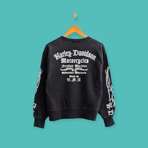 Vintage 90s Harley Davidson Sweatshirt Fire Burning Sleeve