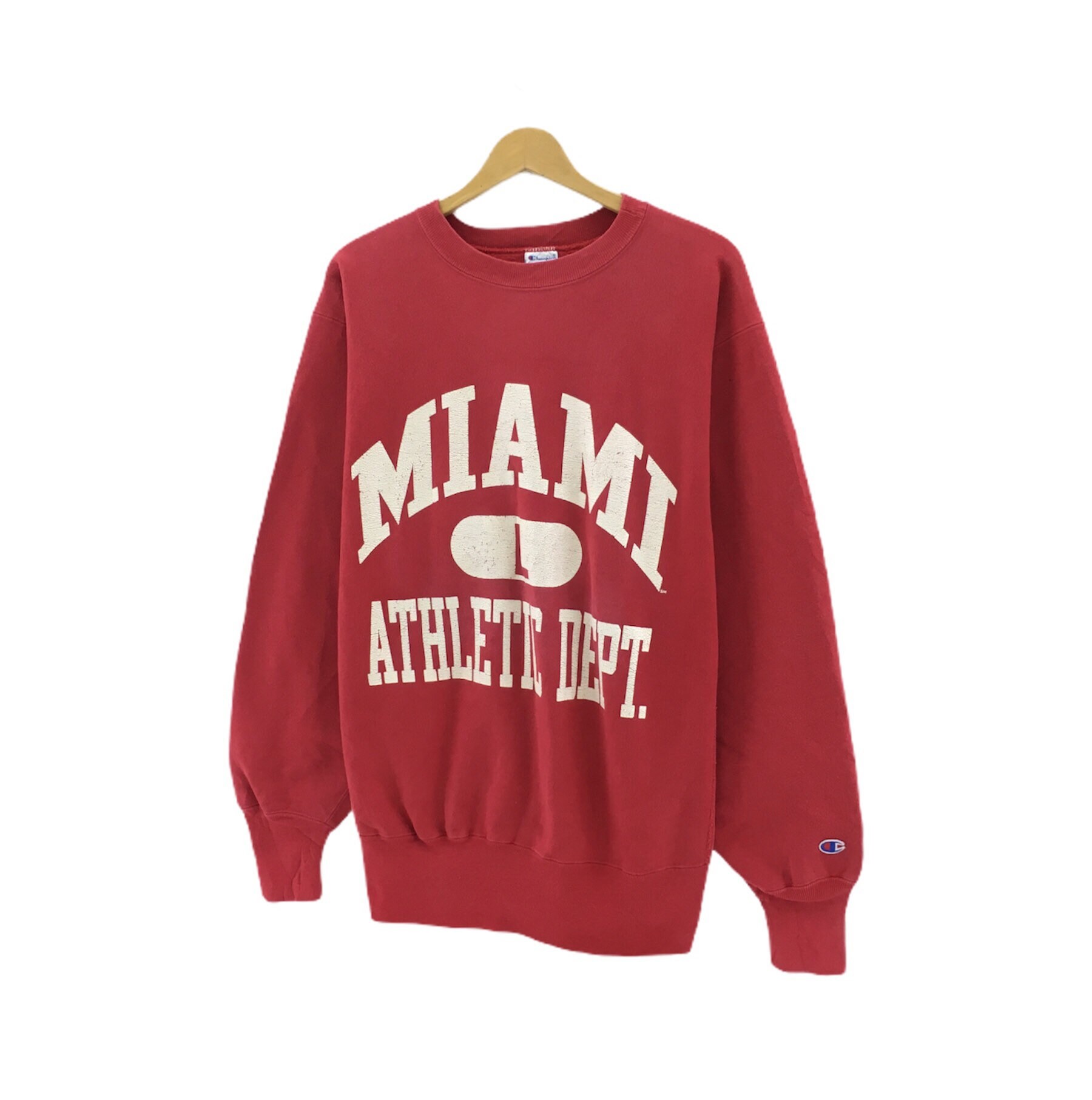 Very Rare Vintage Champion Miami Athletic Big Logo Spell Out Print Embroidery Red Color Large Size Pullover Sportswear Sweatshirt Brand Etsy Australia
