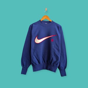 NOS vintage 90s Nike big swoosh sweatshirt embroidered logo crewneck Nike sweater pullover streewear style nice blue colour size x-large
