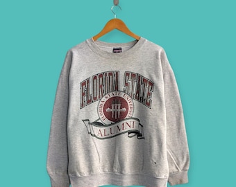 90年代風ヴィンテージ、フロリダ州立大学風、ダメージ加工スウェットシャツ、フロリダ大学風、クルーネックセーター、プルオーバー、カレッジグレー、サイズXL