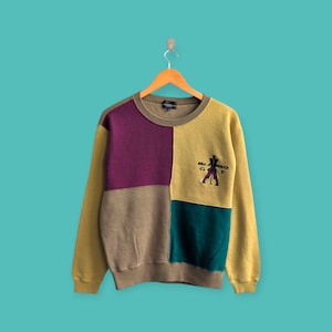 vintage 90s Mr Junko golf small logo sweatshirt colourblock crewneck embroidered logo sweater pullover streewear nice colour size large