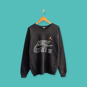 vintage 90s Nike big swoosh sweatshirt Nike air crewneck Nike big logo sweater pullover streewear style nice black colour size large
