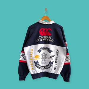 vintage 90s Canterbury of New Zealand sweatshirt all blacks rugby collars shirts big logo polo sweater pullover streewear colour size large