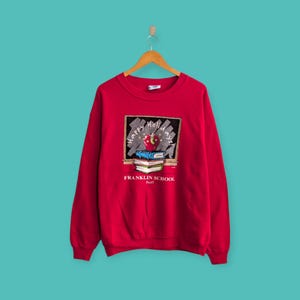 vintage 90s Franklin school sweatshirt happy holidays crewneck Franklin college university sweater pullover nice red colour size large