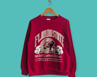 vintage 1992 Florida state university sweatshirt Mobil cotton bowl crewneck Florida sweater pullover maroon colour size x-large fits medium