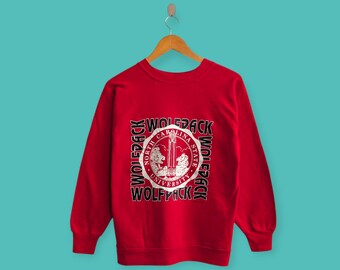 vintage 90s north Carolina state university sweatshirt wolfpack crewneck sweater pullover college style nice red colour size small