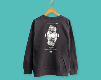 Felpa vintage anni '90 Nike Air Big Image, girocollo Nike Air, maglione Nike Air, pullover streetwear, stile sportivo, colore nero, taglia large