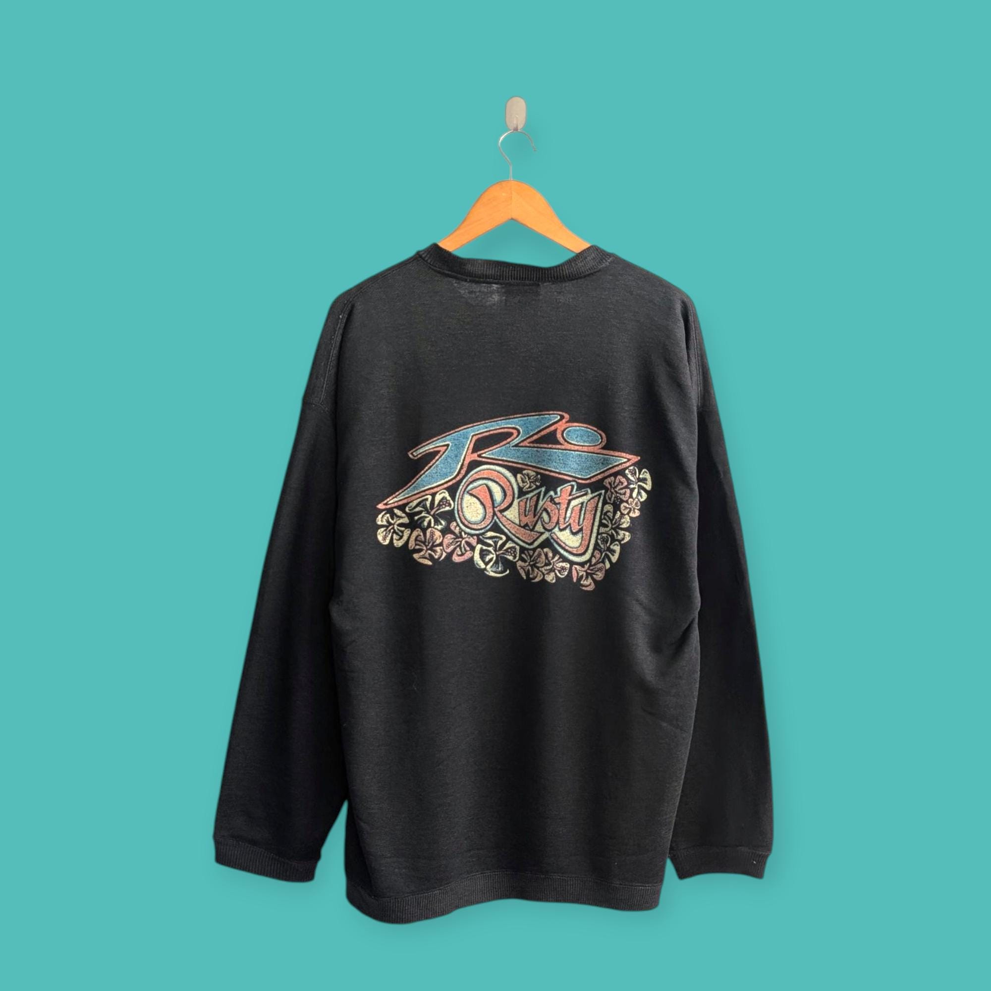 Vintage 90s Distressed Paper Thin Rusty Sweatshirt Surf Surfing