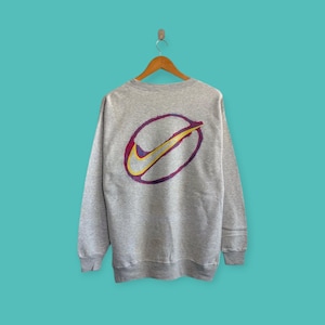 vintage 90s Nike big swoosh sweatshirt Nike big logo crewneck Nike sweater pullover streewear sportswear style nice gray colour size large