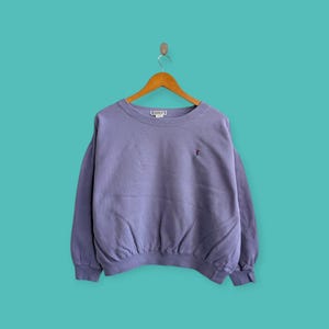 vintage 90s Yves saint Laurent crop top sweatshirt YSL small logo crewneck YSL sweater pullover streewear style purple colour size large