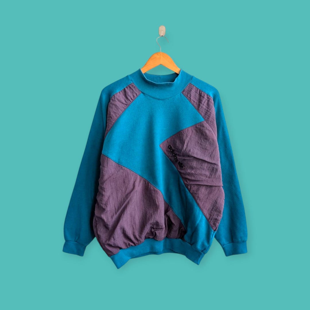 Vintage 90s Adidas Colourblock Sweatshirt Adidas Embroidered Logo