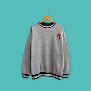 vintage mediaima sweatshirt embroidered logo crewneck soldier army sweater pullover streewear sportswear style nice gray colour size x-large