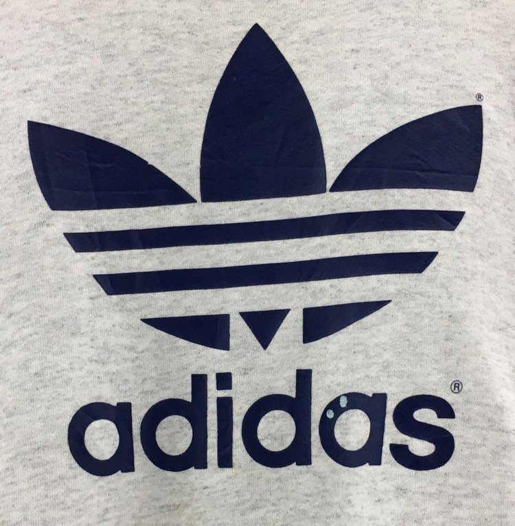 Rare Vintage Adidas Big Logo Print Spellout Crewnek Grey | Etsy