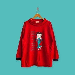 vintage 90s Betty boop big image sweatshirt Betty boop crewneck Betty boop sweater pullover cartoon style nice red colour size large