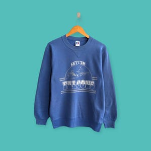 vintage SkyView falcons sweatshirt SkyView falcons crewneck SkyView falcons sweater pullover streewear style nice blue colour size medium