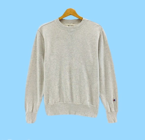 Rare!!! Champion Crewneck Small Logo Spellout Grey