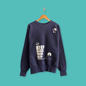 vintage 90s ease surf style sweatshirt surf surfing crewneck surf surfing sweater pullover streewear style nice blue colour size large