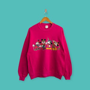 vintage 90s mickey mouse Big image sweatshirt mickey mouse golf crewneck mickey mouse sweater pullover cartoon nice pink colour size medium