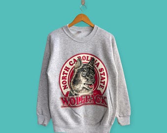 Sweat-shirt vintage des années 90 de l'université d'état de Caroline du Nord, pull ras du cou, couleur grise, taille grande