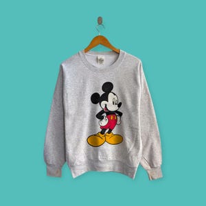 vintage 90s mickey mouse sweatshirt mickey mouse crewneck mickey mouse sweater pullover cartoon streewear style nice gray colour size medium