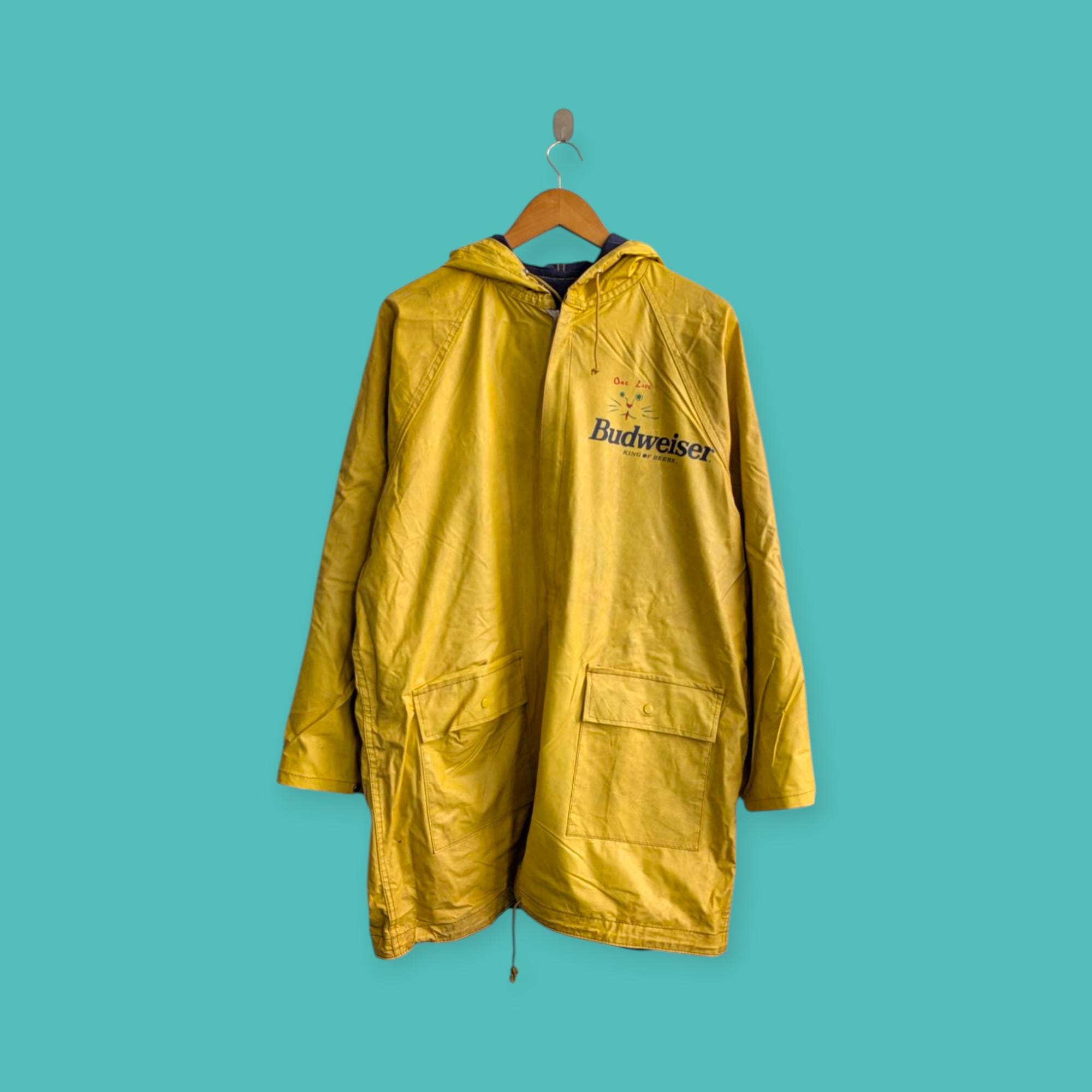 Vintage 90s Budweiser Big Logo Reversible Rain Coat Jacket