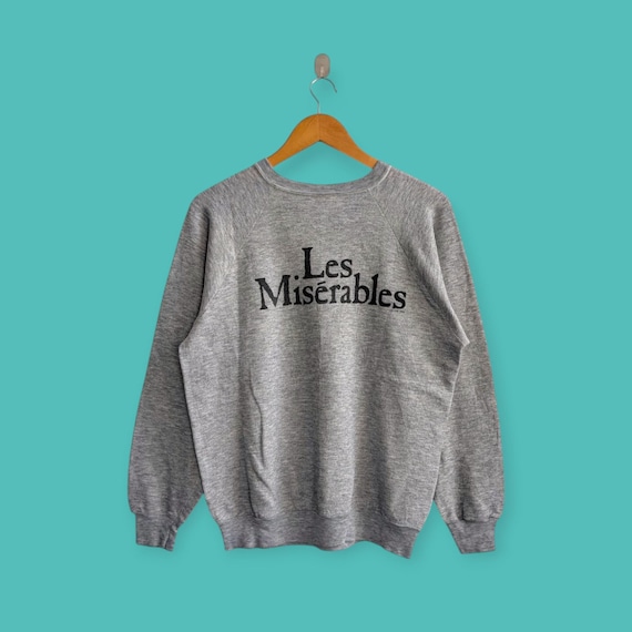 トップス 80s Les Miserables Sweat Shirt Size XL VTG Fruit of the Loom 1986 Les Misérables White Crewneck