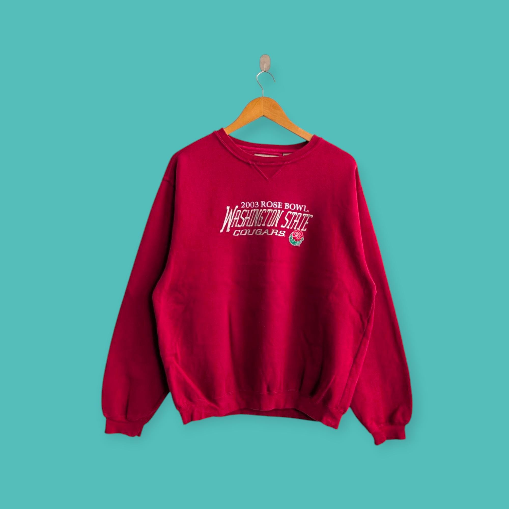 vintage 2003 Washington state cougars sweatshirt embroidered logo crewneck rose bowl sweater pullover university red colour size medium